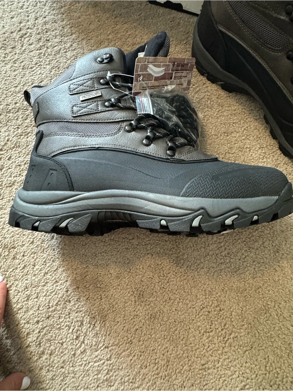 Men's Black Gray Waterproof Work Boots